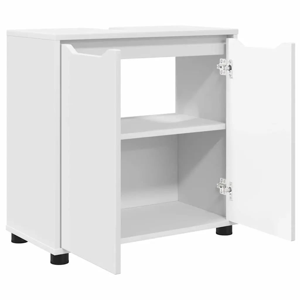 Bathroom Basin Cabinet Modern Storage 60cm White Engineered Wood