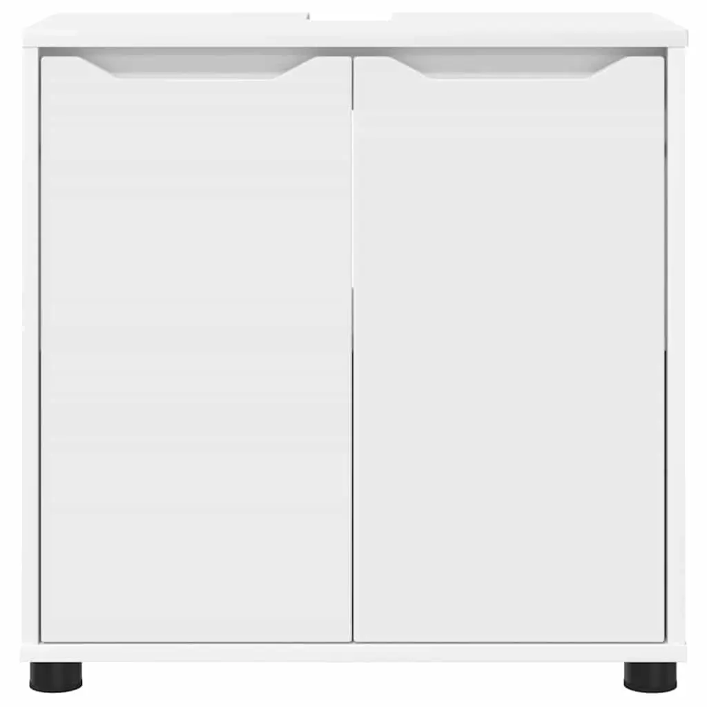 Bathroom Basin Cabinet Modern Storage 60cm White Engineered Wood