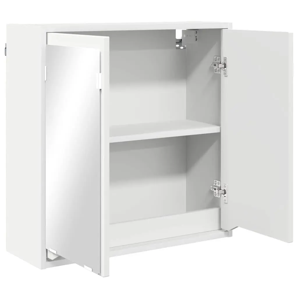 Bathroom Cabinet Wall-Mounted Mirror Unit Storage Engineered Wood White 60x20x60 cm