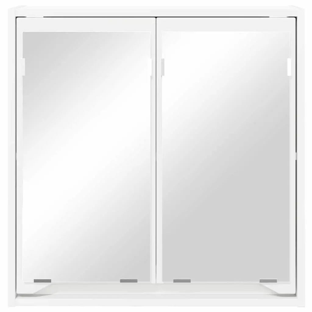 Bathroom Cabinet Wall-Mounted Mirror Unit Storage Engineered Wood White 60x20x60 cm