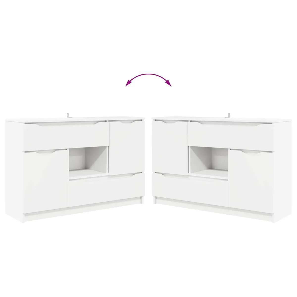 Sideboard Storage Cabinet Modern Rectangular White 100cm x 30cm x 65.6cm