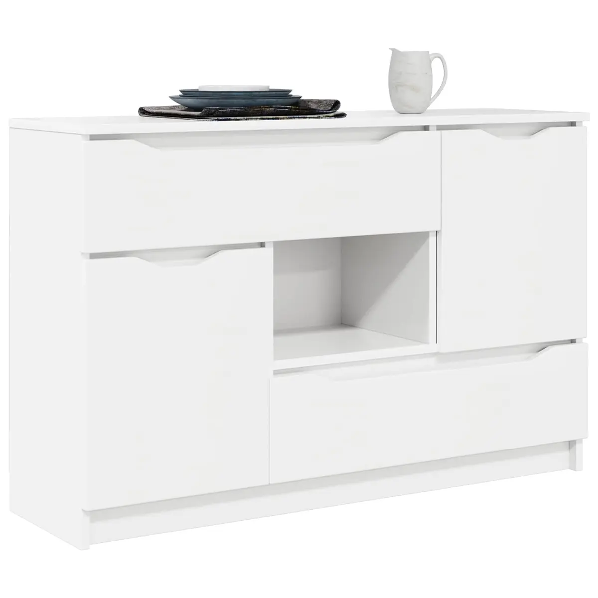 Sideboard Storage Cabinet Modern Rectangular White 100cm x 30cm x 65.6cm