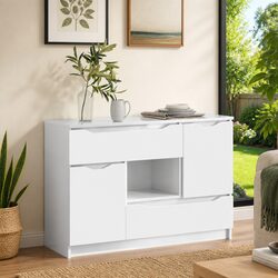 Practical White Sideboard with High Gloss Finish