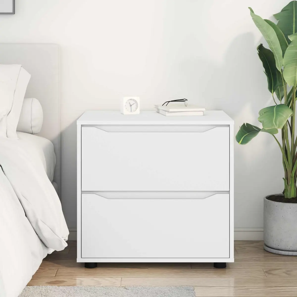 Storage Cabinet White 60x48x57cm Engineered Wood Drawer