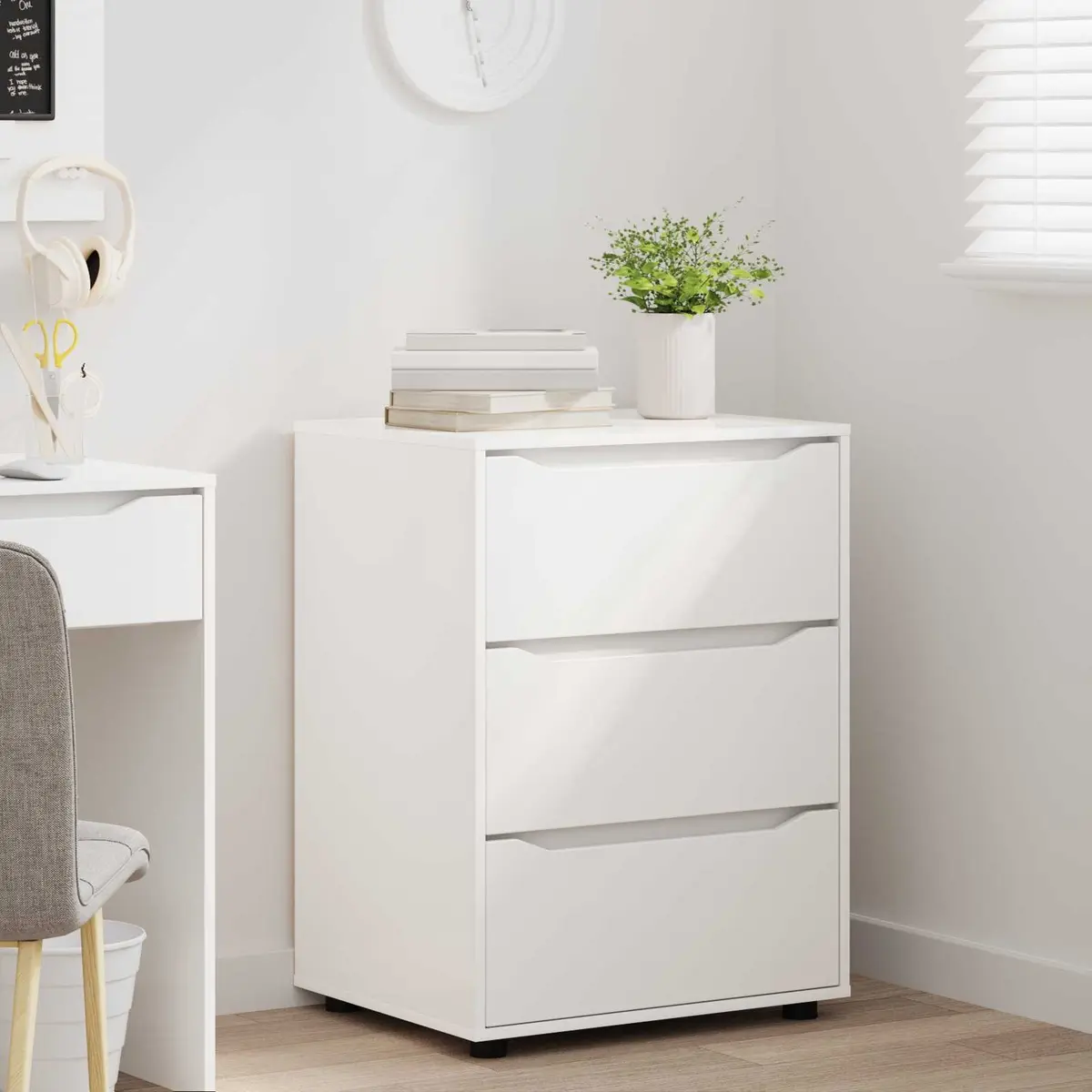 Storage Cabinet White 60x48x81cm Engineered Wood Bedroom Living Room Drawers