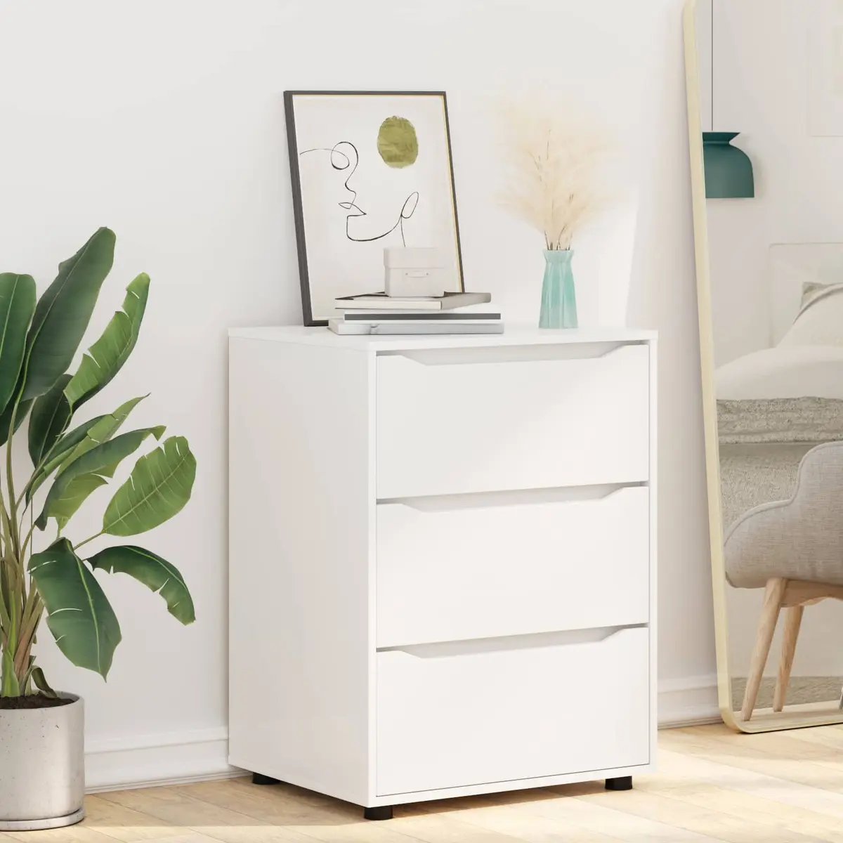 Storage Cabinet White 60x48x81cm Engineered Wood Bedroom Living Room Drawers
