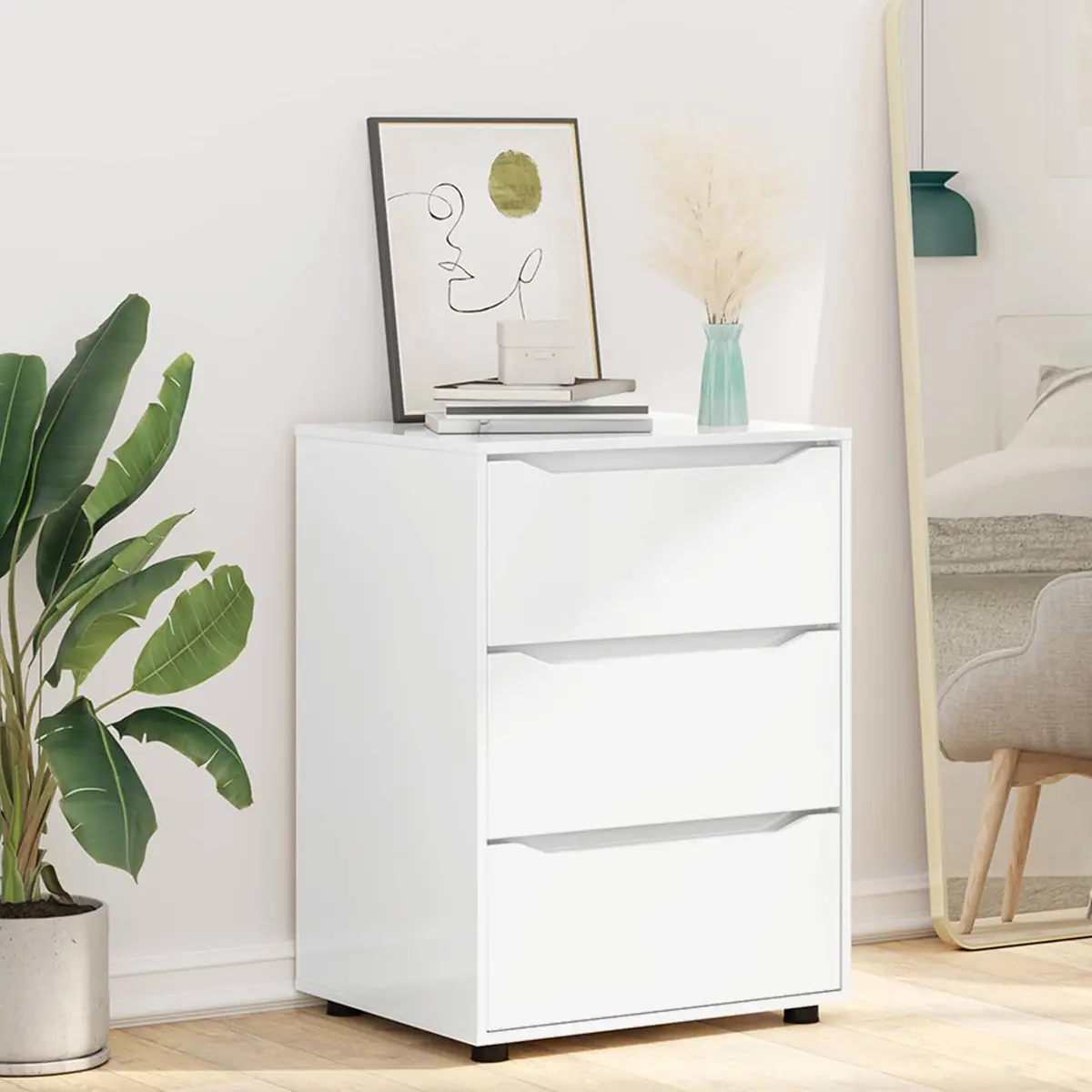 Storage Cabinet Organizer High Gloss White 60 x 48 x 81 cm