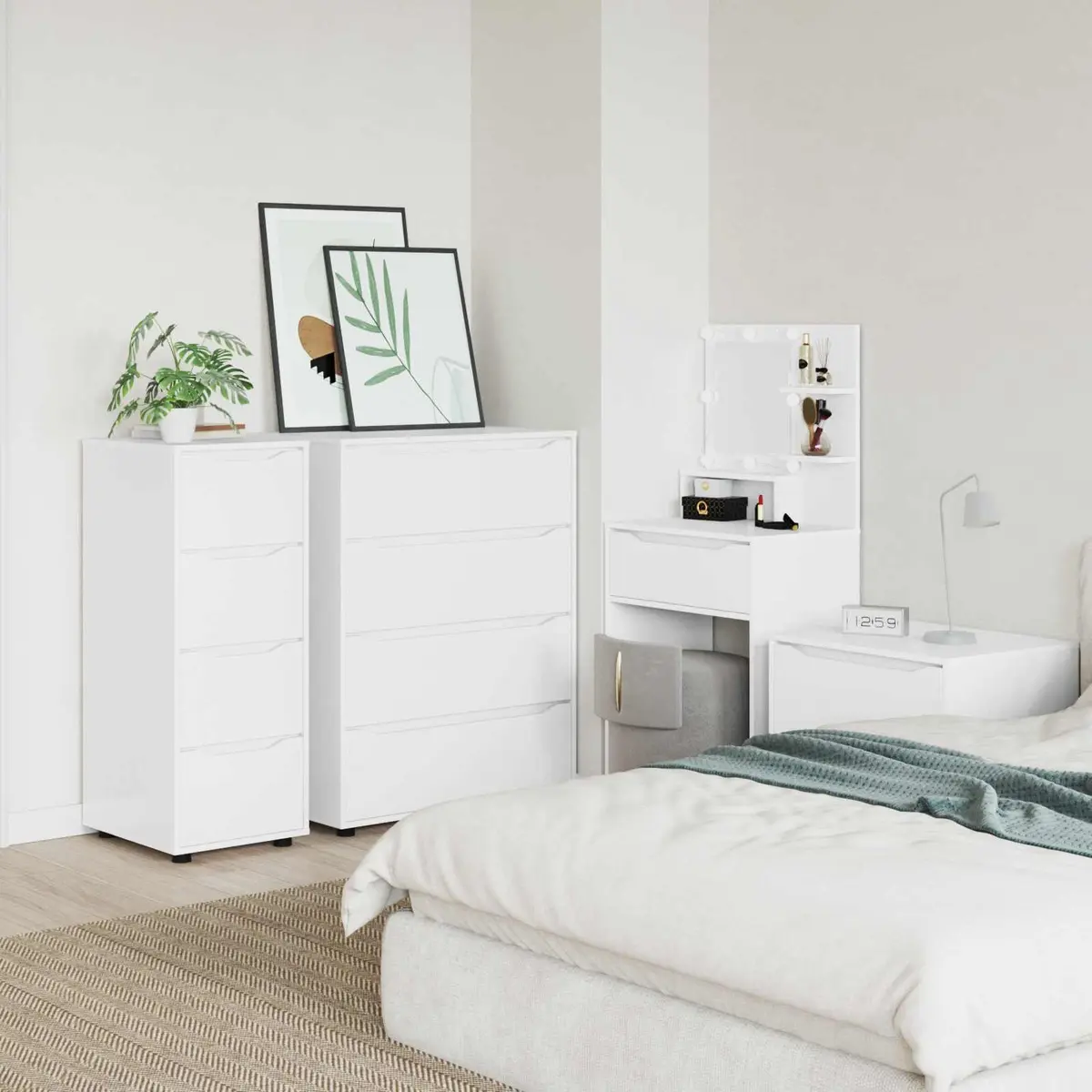 Storage Cabinet White 40 x 48 x 105 cm Engineered Wood Bedroom Living Room