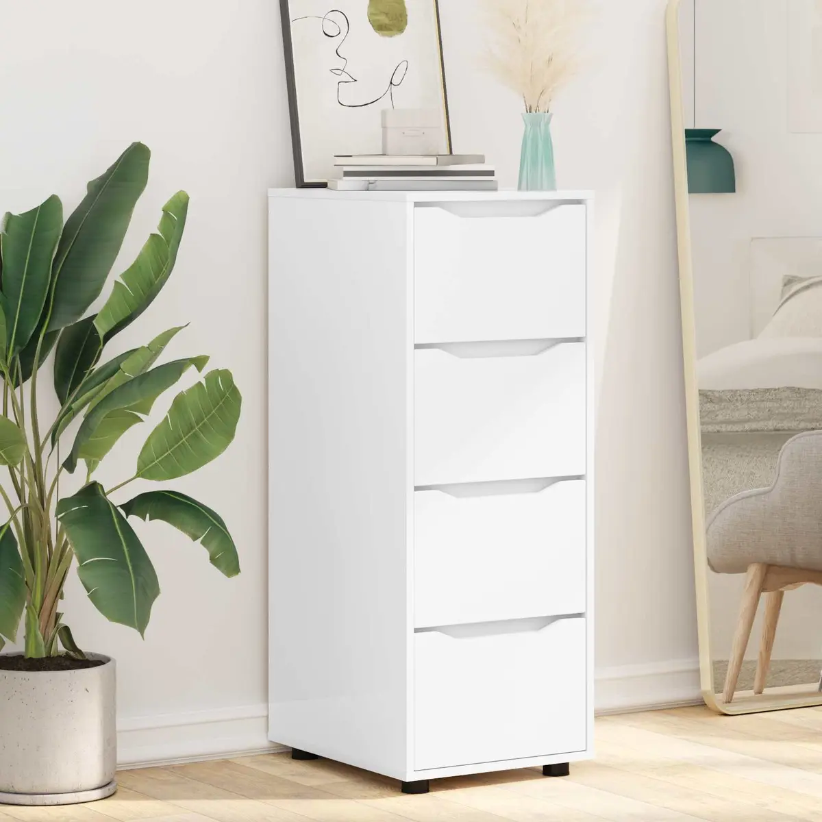Storage Cabinet White 40 x 48 x 105 cm Engineered Wood Bedroom Living Room