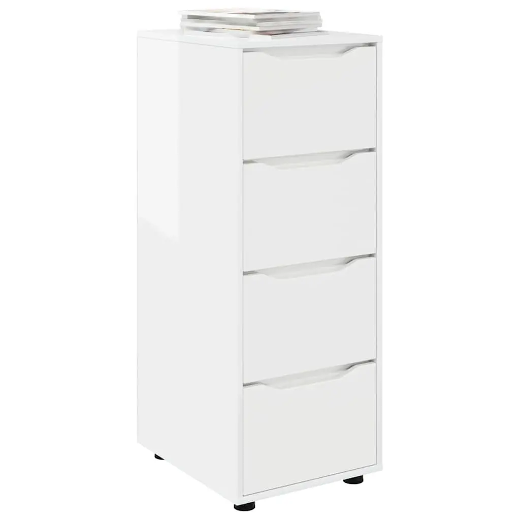 Storage Cabinet High Gloss White Engineered Wood Bedroom Living Room Organiser 40 x 48 x 105 cm
