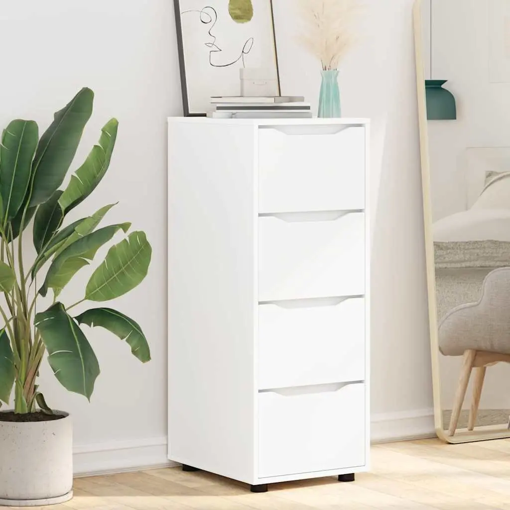Storage Cabinet High Gloss White Engineered Wood Bedroom Living Room Organiser 40 x 48 x 105 cm