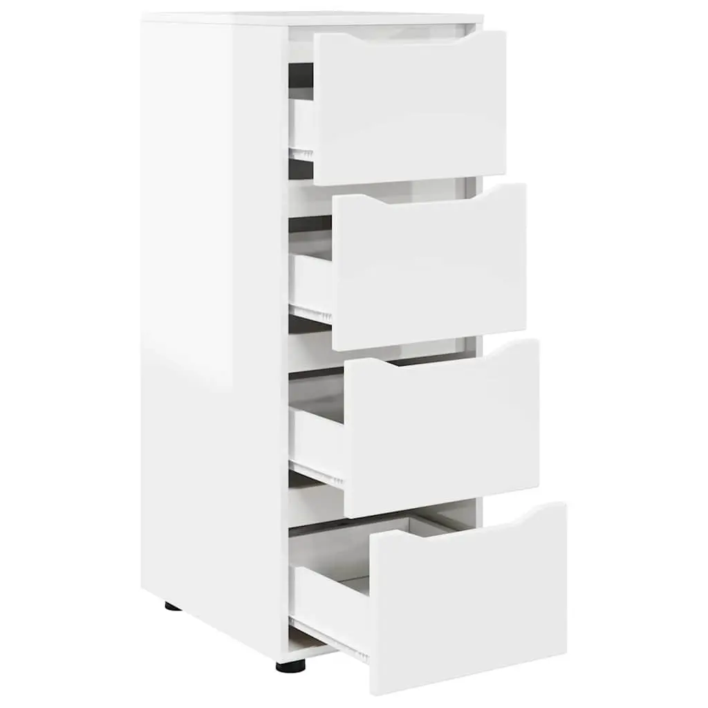 Storage Cabinet High Gloss White Engineered Wood Bedroom Living Room Organiser 40 x 48 x 105 cm