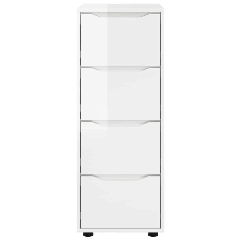 Storage Cabinet High Gloss White Engineered Wood Bedroom Living Room Organiser 40 x 48 x 105 cm
