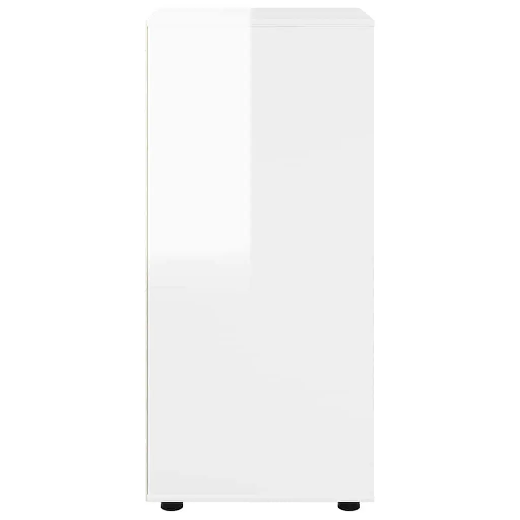 Storage Cabinet High Gloss White Engineered Wood Bedroom Living Room Organiser 40 x 48 x 105 cm