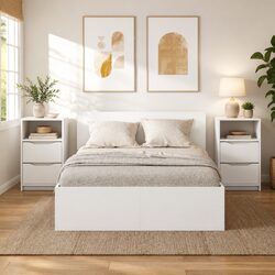 Practical White Bedside Tables - Set of 2 for Every Home