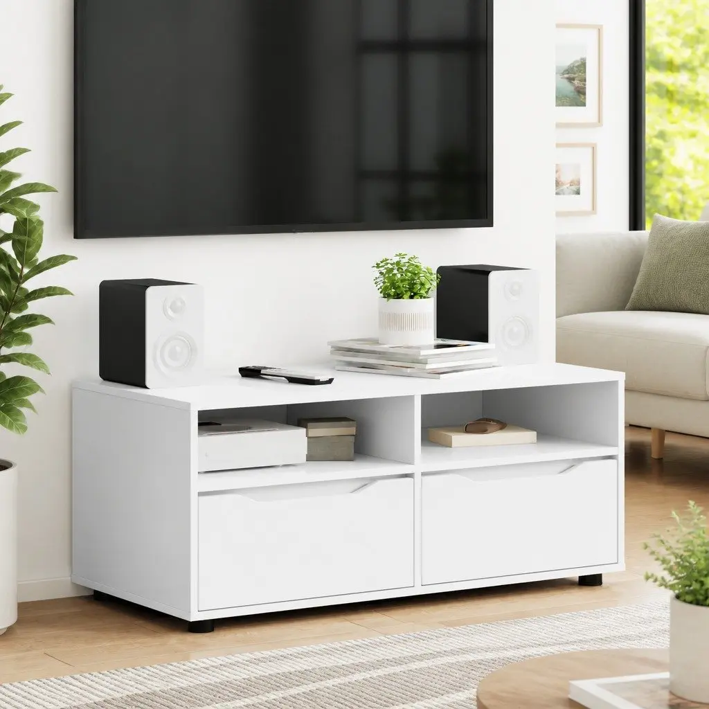 TV Cabinet Modern Storage Unit Living Room 100 x 48 x 43 cm White