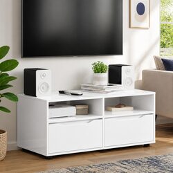 TV Cabinet High Gloss White Modern Living Room Storage Unit Engineered Wood