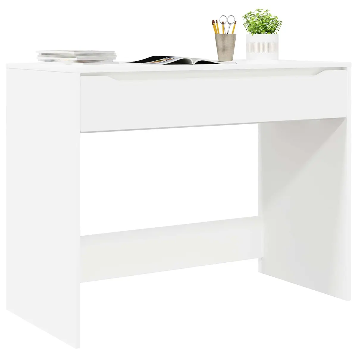 Engineered Wood Desk for Office Study with Drawer Rectangular White