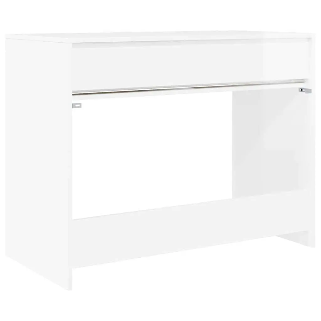 High Gloss White Desk Engineered Wood Office Home Study Computer Workspace 100cm