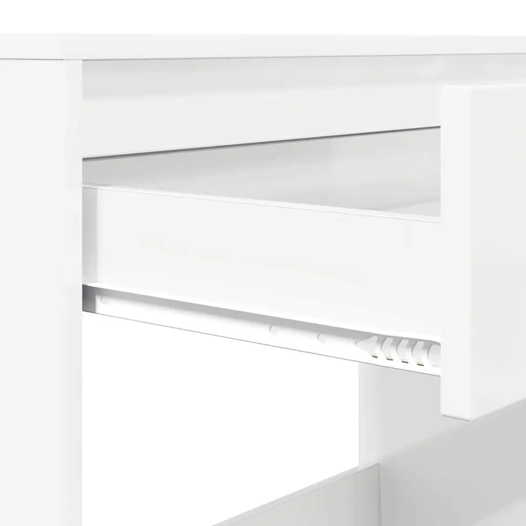 High Gloss White Desk Engineered Wood Office Home Study Computer Workspace 100cm