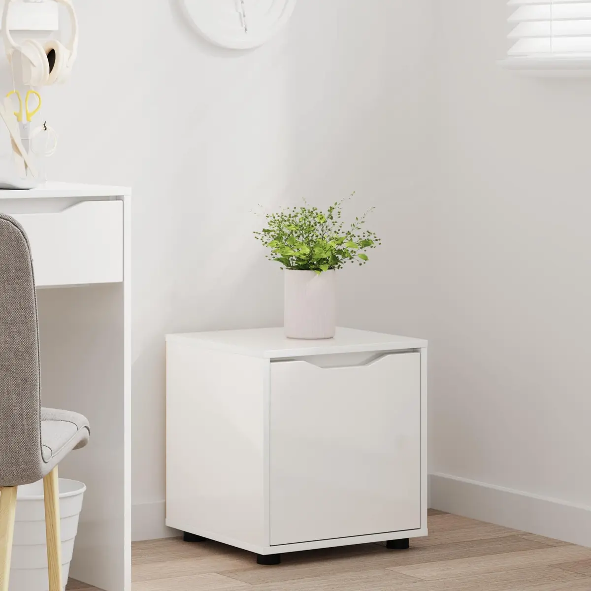 Bathroom Cabinet Minimalist Organiser 40.5 x 40 x 44 cm High Gloss White