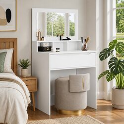 Reliable White Dressing Table with Ample Storage
