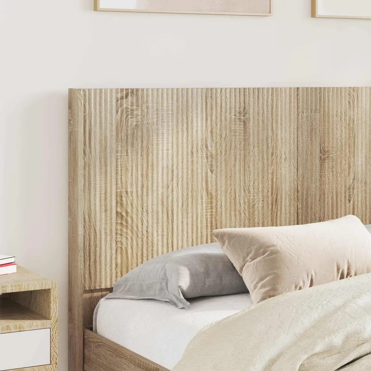 Headboard Engineered Wood Vertical Slat Design Bedroom Furniture Brown