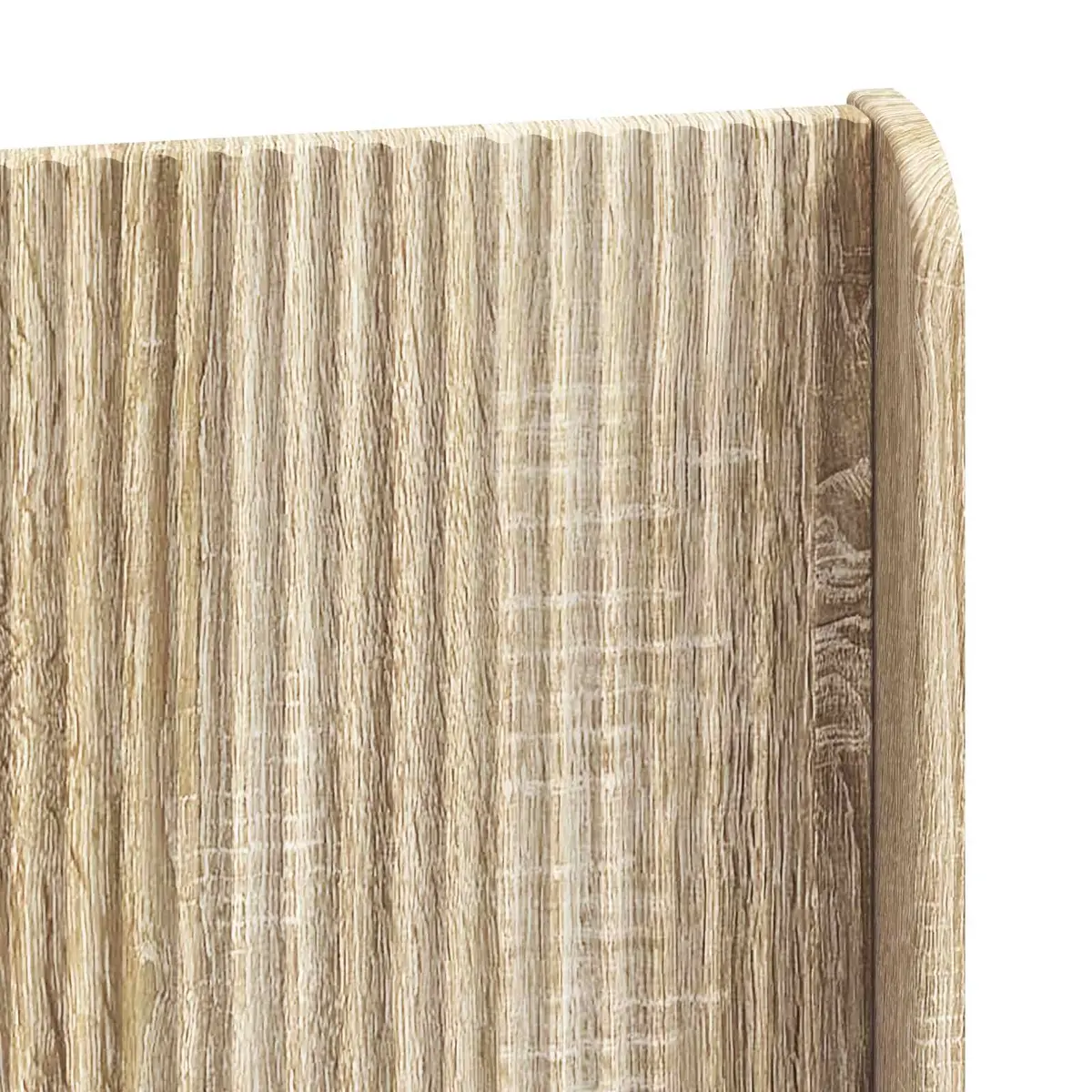 Brown Headboard Bedroom Furniture Engineered Wood Vertical Slat Design Bed Mount
