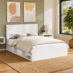 White Vertical Slat Headboard for a Cozy Bedroom Experience