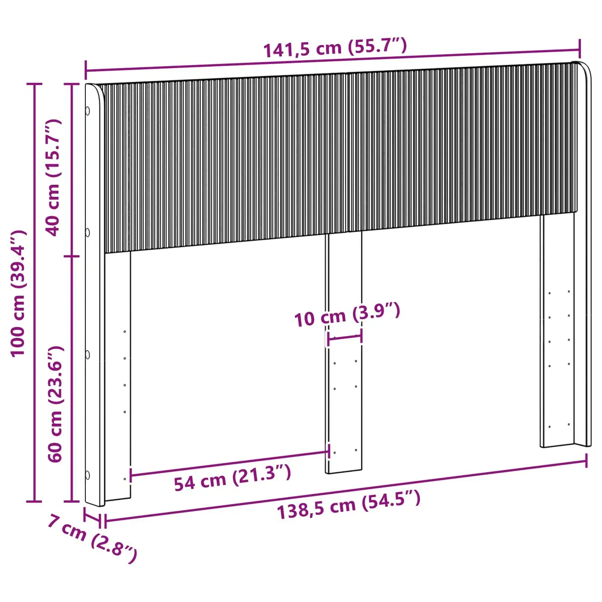 White Headboard Vertical Slat Design Engineered Wood Bed Frame Mount Bedroom