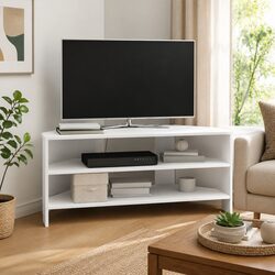 Reliable White Corner TV Cabinet for Media Storage