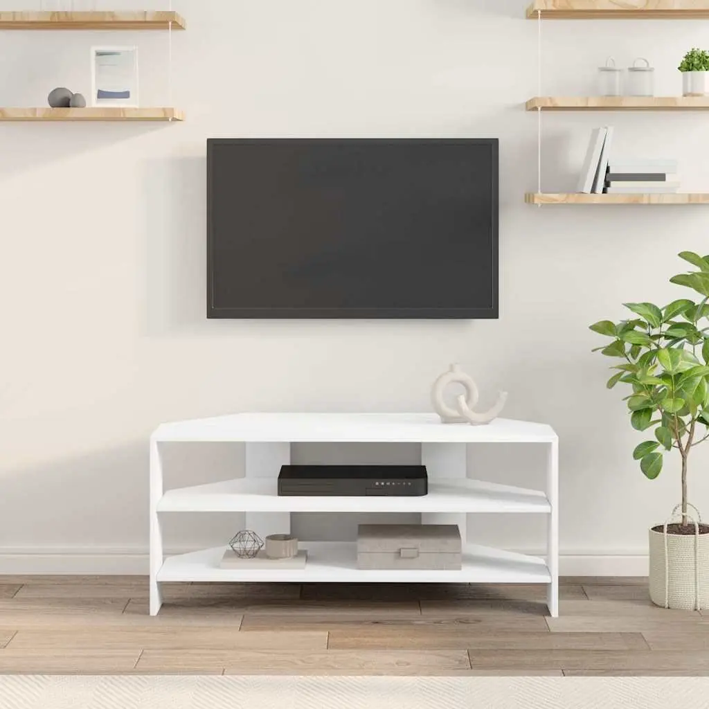Corner TV Cabinet White Modern Living Room Storage 102x40.5x45 cm Engineered Wood