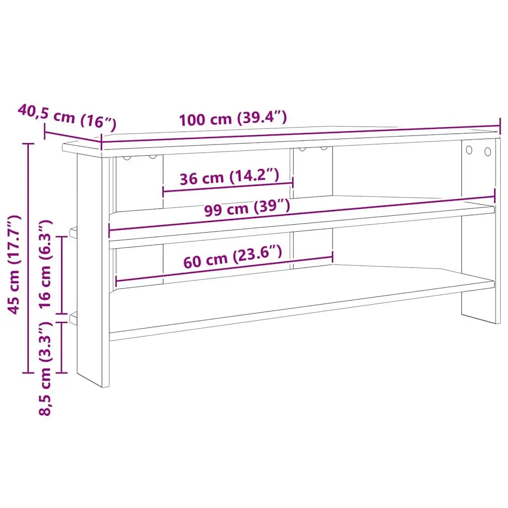 Corner TV Cabinet White Modern Living Room Storage 102x40.5x45 cm Engineered Wood