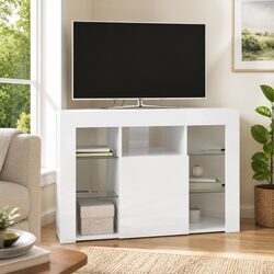 Warm and Practical Corner LED TV Cabinet with Storage