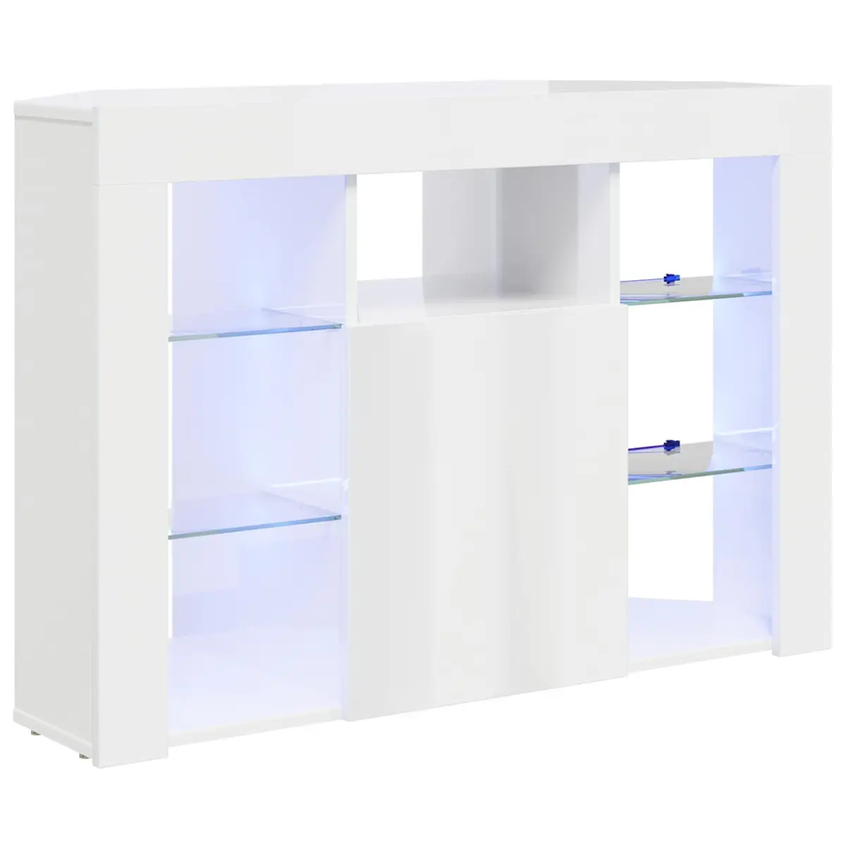 Corner LED TV Cabinet Wall-mounted High Gloss White Modern Living Room Storage