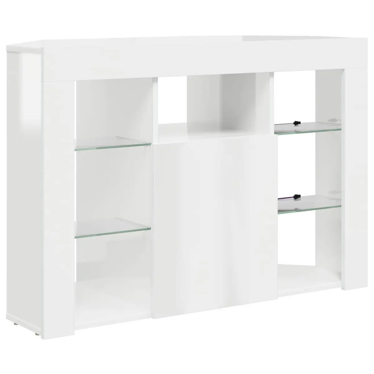 Corner LED TV Cabinet Wall-mounted High Gloss White Modern Living Room Storage