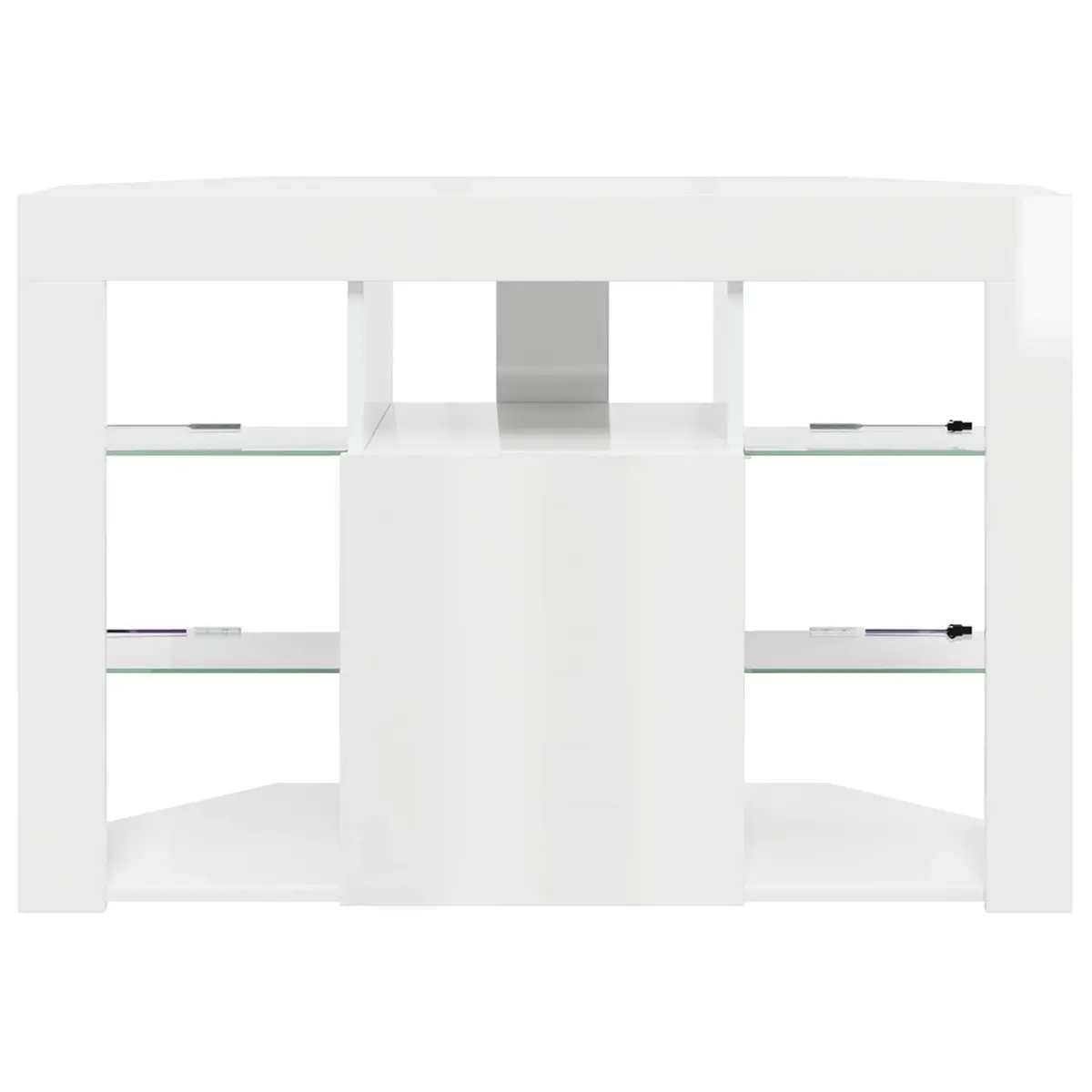 Corner LED TV Cabinet Wall-mounted High Gloss White Modern Living Room Storage
