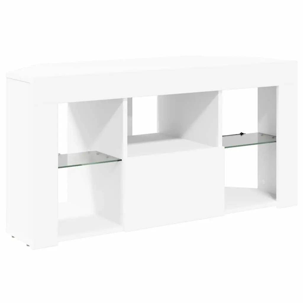 White Corner LED TV Cabinet with Storage