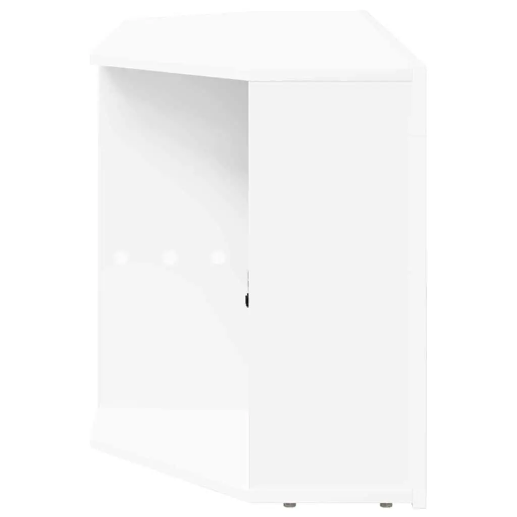White Corner LED TV Cabinet with Storage