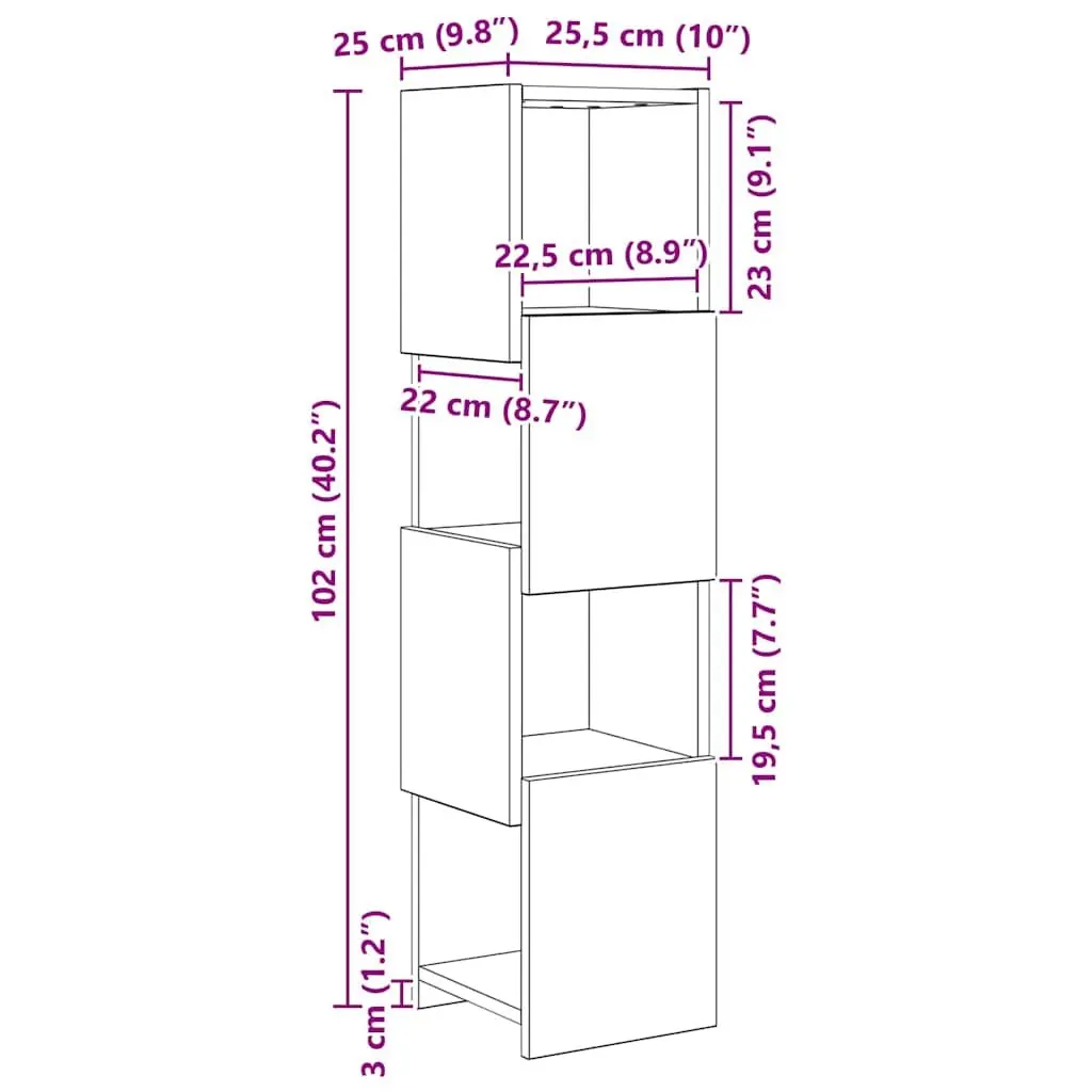 Corner Storage Cabinet Brown Sonoma Oak Modern Furniture Living Room Shelving