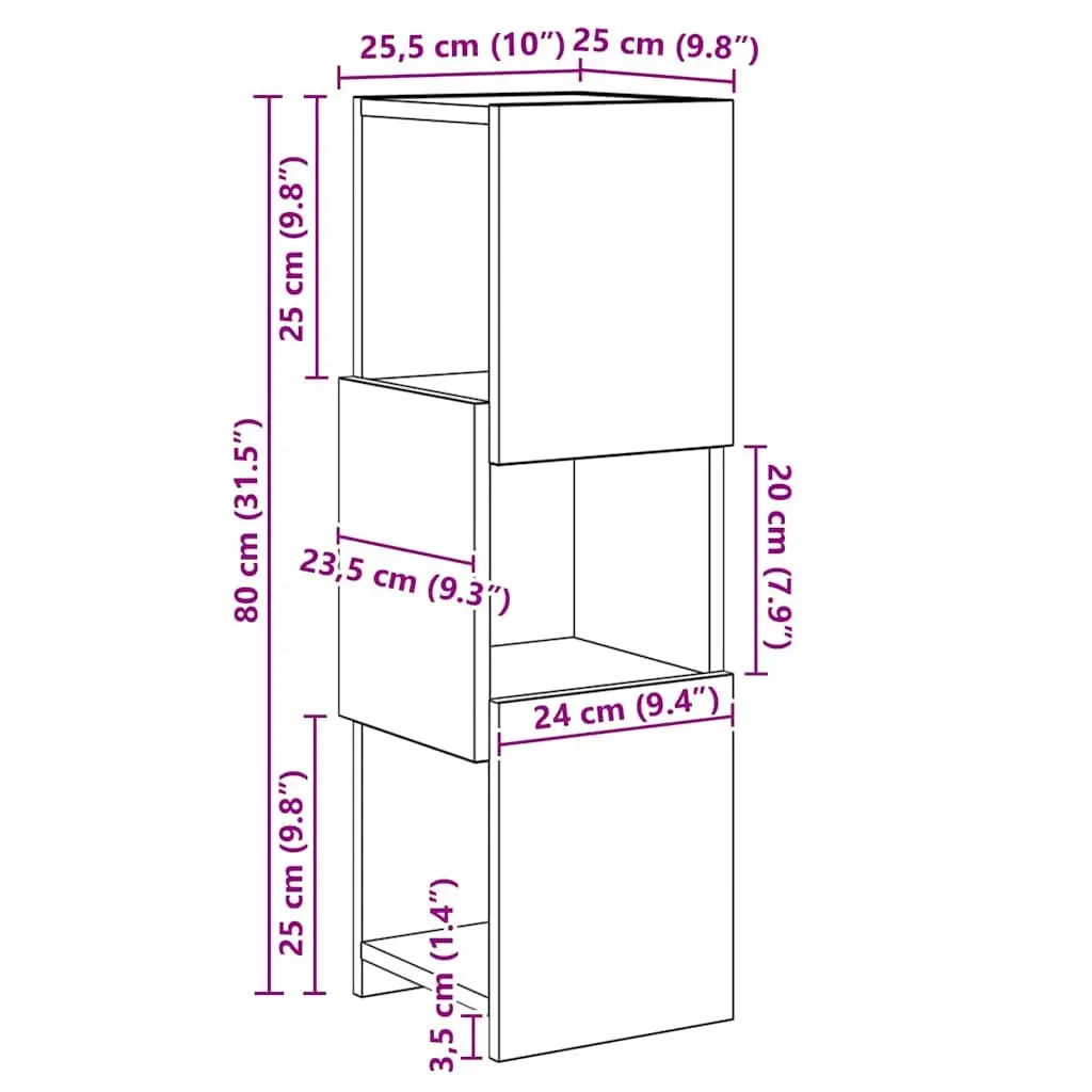 Corner Storage Cabinet Smart Organizer 25.5x25x80cm Modern Matte Finish