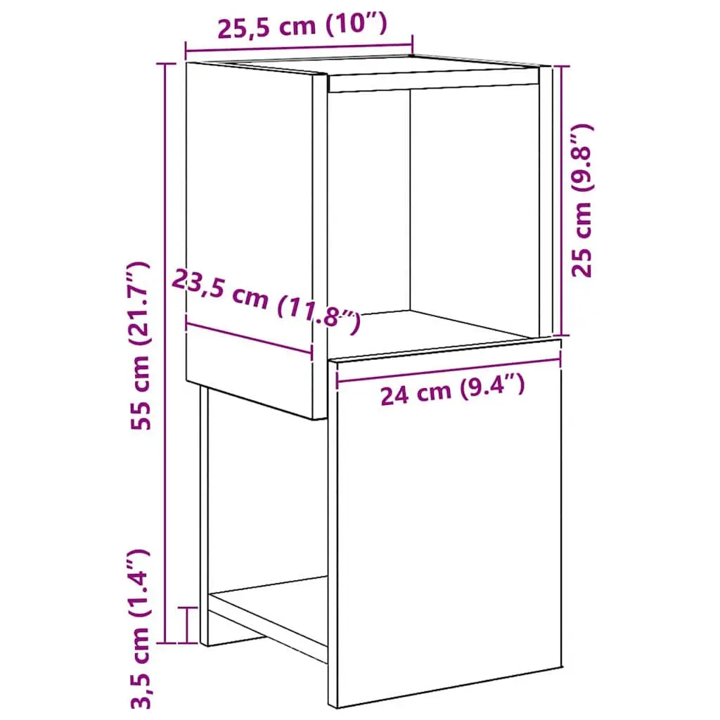 Corner Storage Cabinet Modern Living Room Shelving Unit 25.5x25x55cm Matte