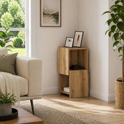 Brown Corner Storage Cabinet - Stylish and Functional