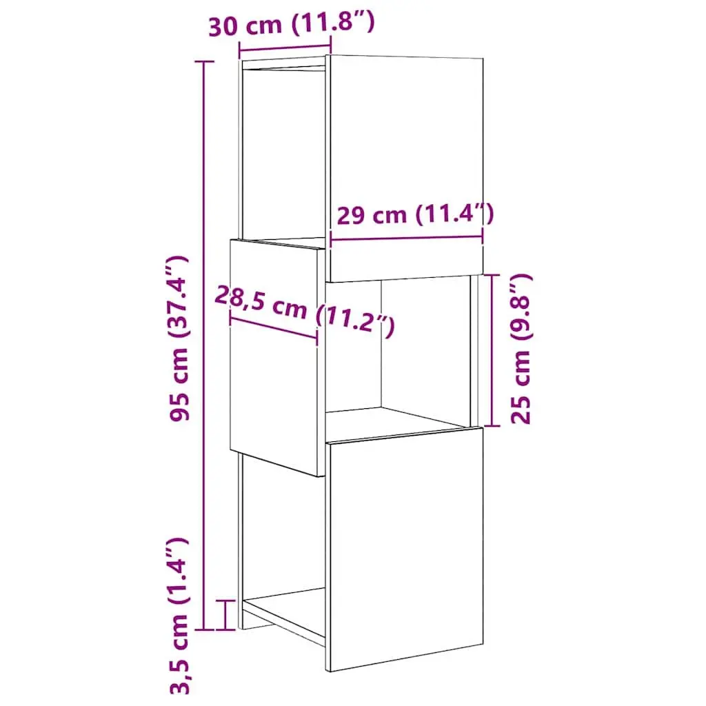 Corner Cabinet Storage 30.5x30x95cm Brown Engineered Wood