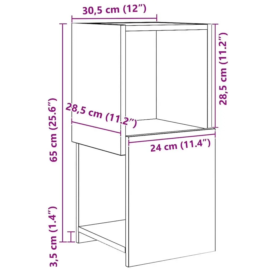 Corner Storage Cabinet Brown Modern Organizer 30.5W x 30D x 65H cm