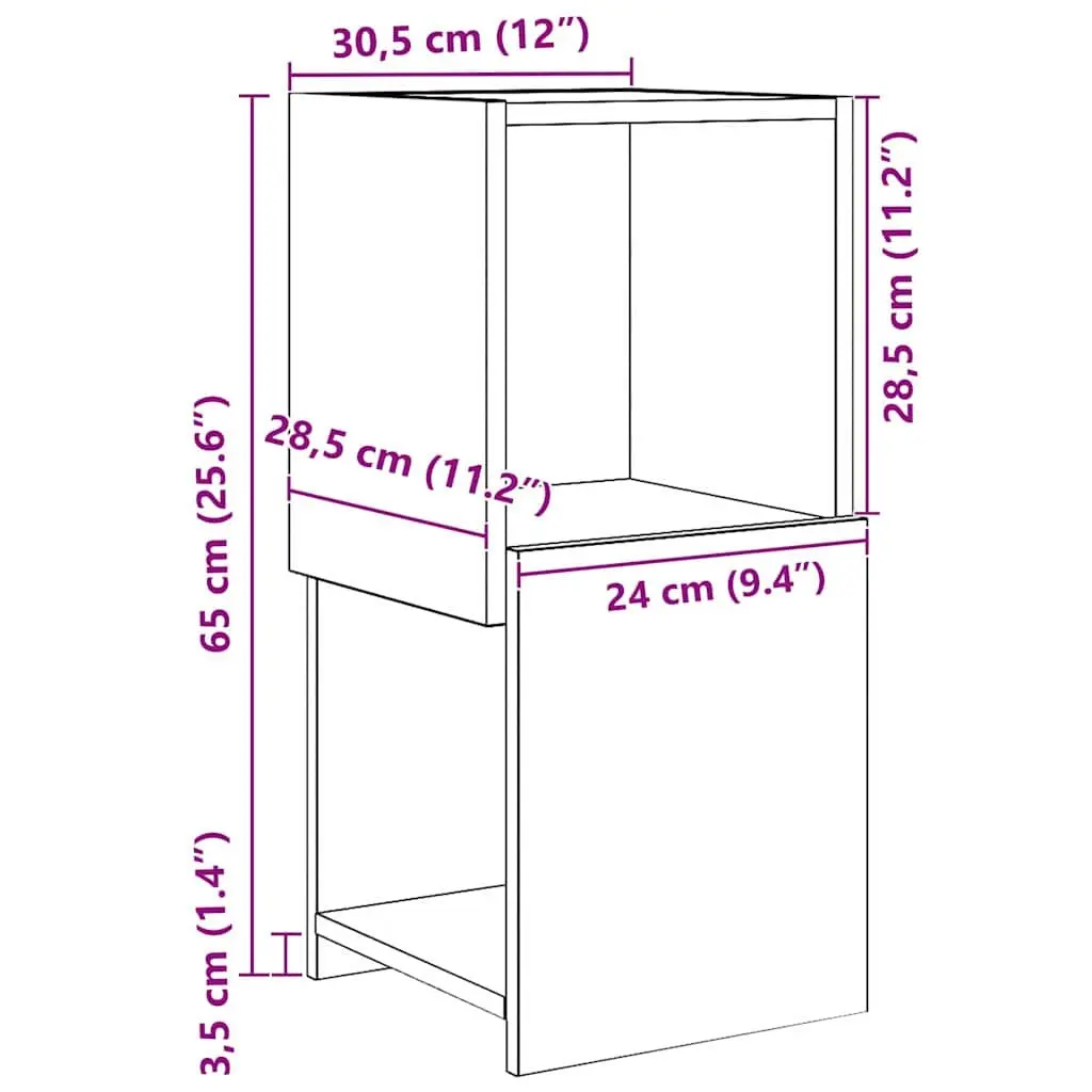 Corner Storage Cabinet Space-saving 30.5x30x65cm Brown Modern Living Room Organiser Shelving