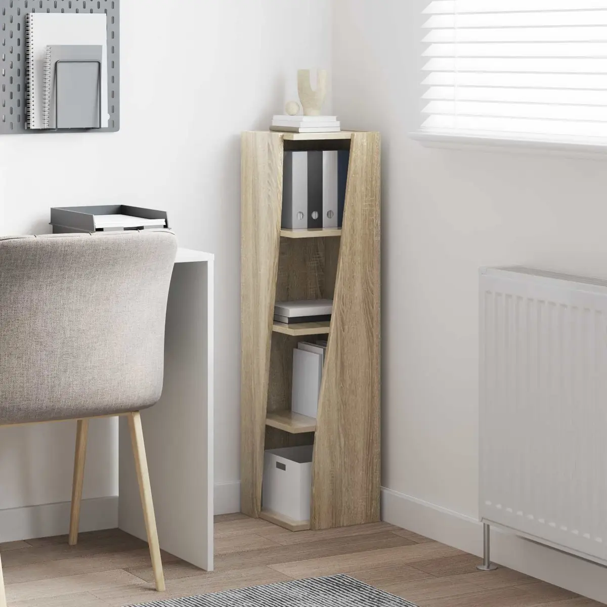Corner Storage Cabinet Brown Engineered Wood Space-Saving Living Room Furniture
