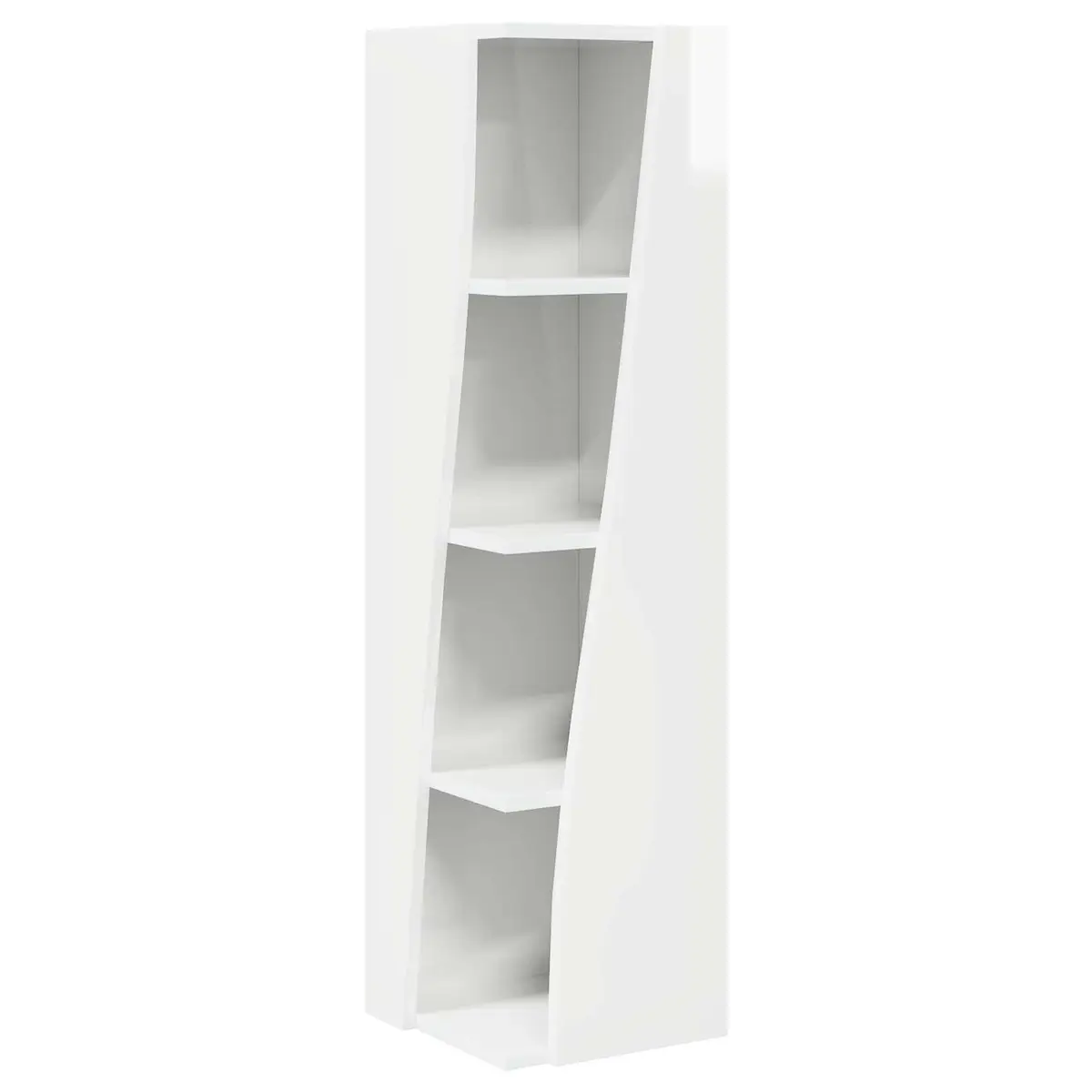 Corner Storage Cabinet High Gloss White Modern Shelving Unit 27.5W x 27D x 102H cm