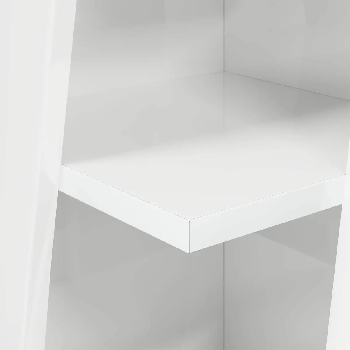 Corner Storage Cabinet High Gloss White Modern Shelving Unit 27.5W x 27D x 102H cm
