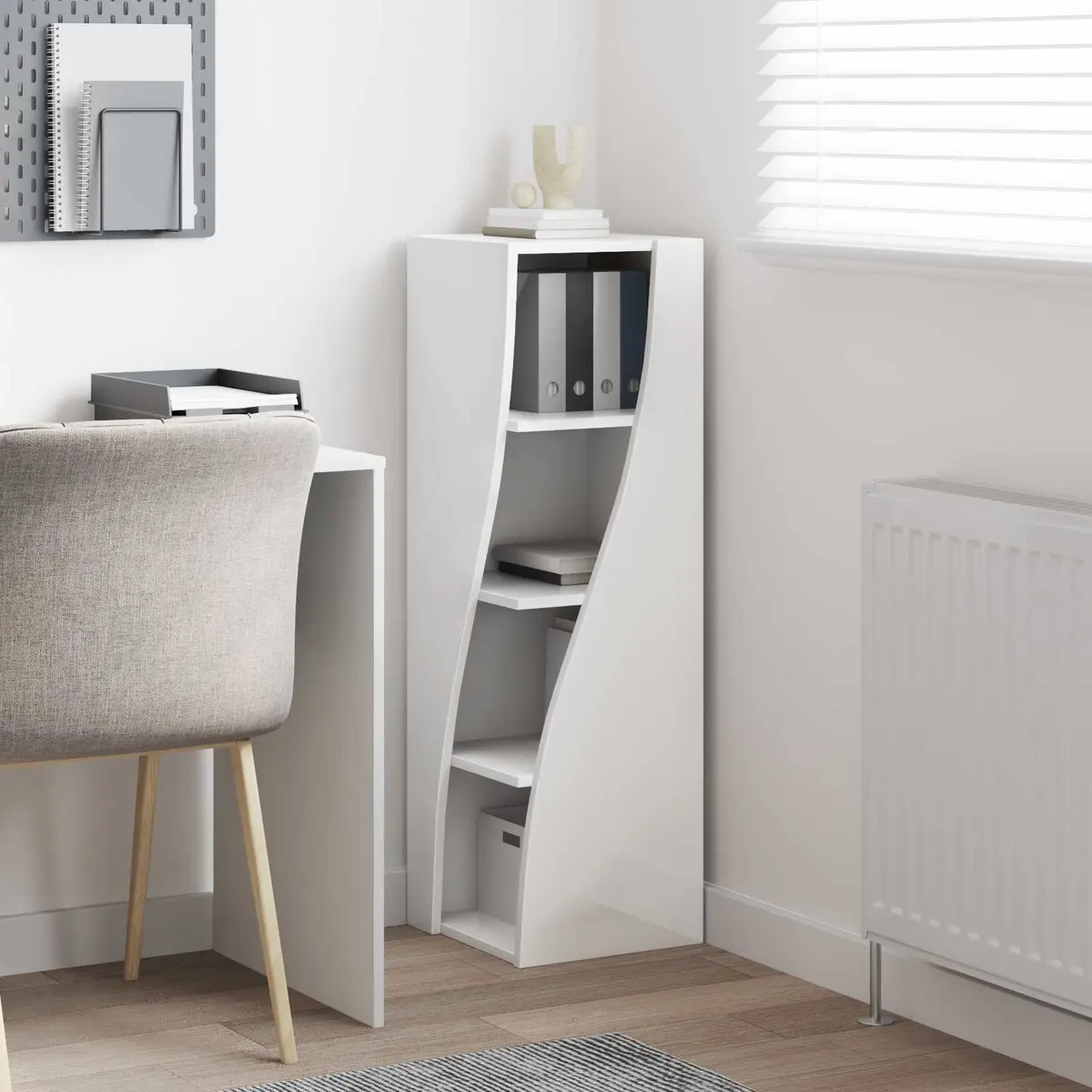 Corner Storage Cabinet Modern Organiser 32x32x102cm Matte Engineered Wood